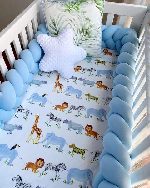 

3m baby bed bumper braided baby crib bumper protector with pillow cushion newborn crib cunas para el