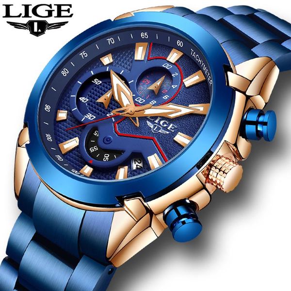 

wristwatches lige 2021 quartz wristwatch men casual sport watch waterproof clock business mens watches+box relogio masculin, Slivery;brown