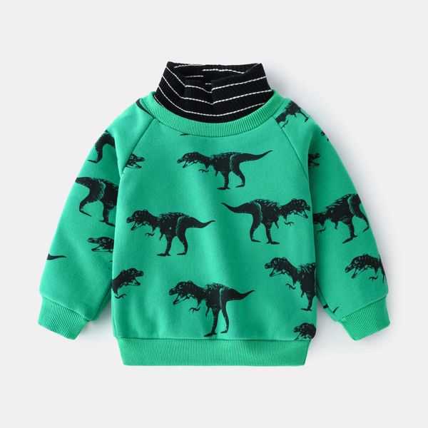 

winter new kids clothes boys baby sweatshirt cartoon dinasour casual long sleeve pullover velvet for children 2-6y g0917, Black