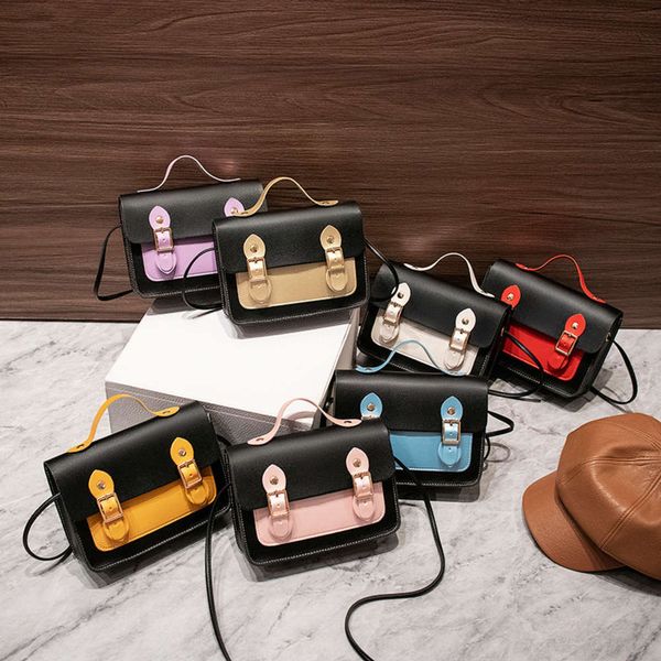 

korean mobile phone in autumn and winter 2021 color contrast pin buckle simple cambridge small square bag one shoulder portable women's