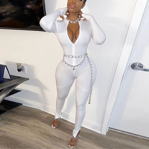 

summer rompers womens jumpsuit zipper v neck one piece bodycon jumpsuit, Black;white