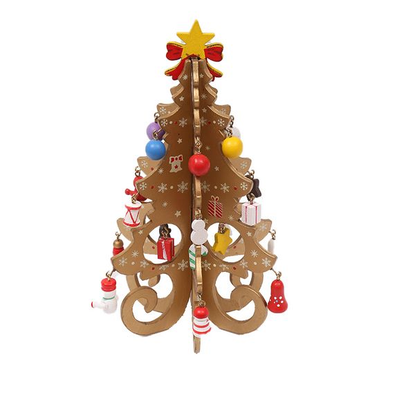 Partyzubehör 6 Stück hölzerner Weihnachtsbaum für Kinder, handgefertigt, dreidimensionale Weihnachtsbäume, Szene-Layout-Ornamente