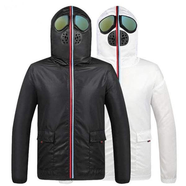 

men's jackets size 4xl korean zip up jacket men motorcycle hooded with glasses windbreaker women 2021 summer spring autumn, Black;brown