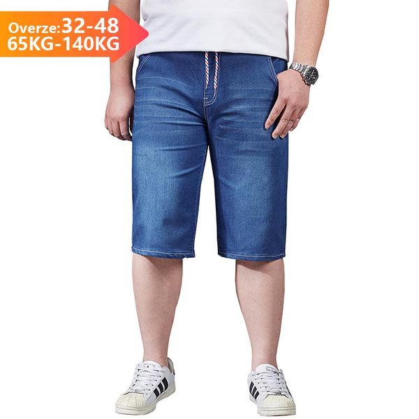 

men's jeans jantour brand shorts large size men summer breeches bermuda male stretch knee jean big denim plus 40 42 44 46 48, Blue