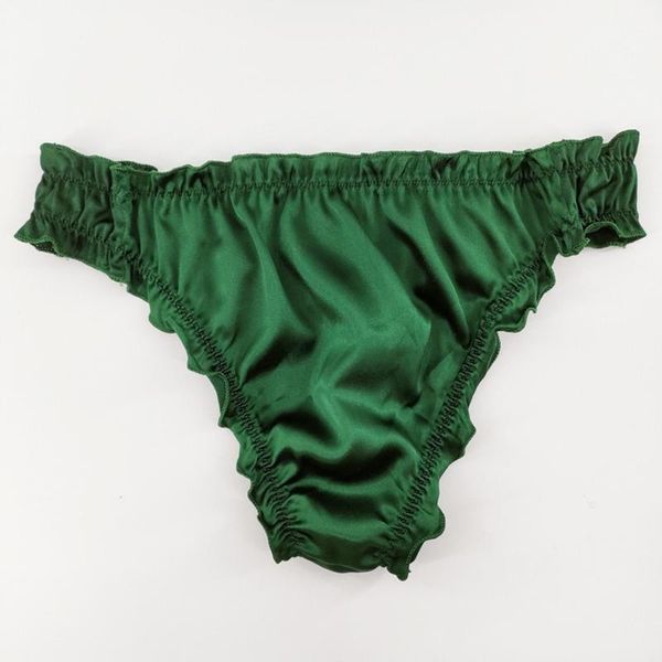 

underpants women's 100% pure silk knickers panties briefs underwear men's ruffled thong, Black;white