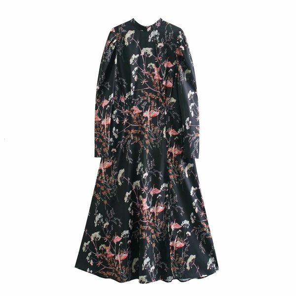 

2021 new women vintage print long sleeve casual vestidos black es n5fd, White