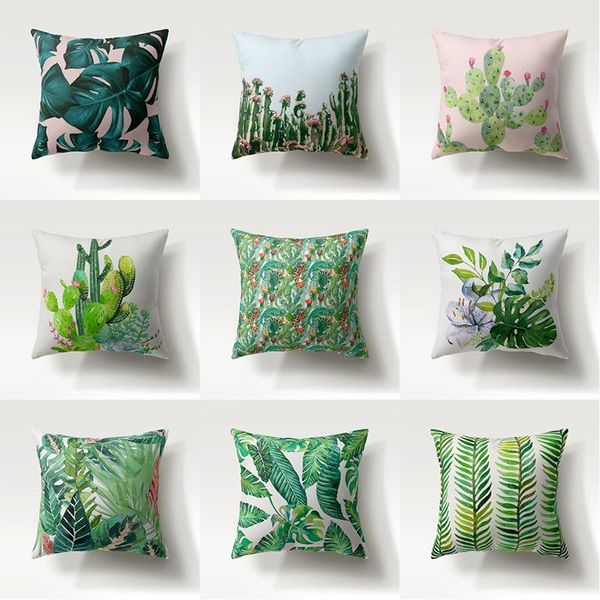

cushion/decorative pillow 45*45cm cushion cover tropical plant flower cactus polyester throw cases for sofa car coffee home decor pillowcase