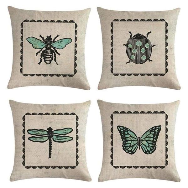

pillow case cushion covers set, decorative insect pattern throw sofa beds chairs 18x18 inch