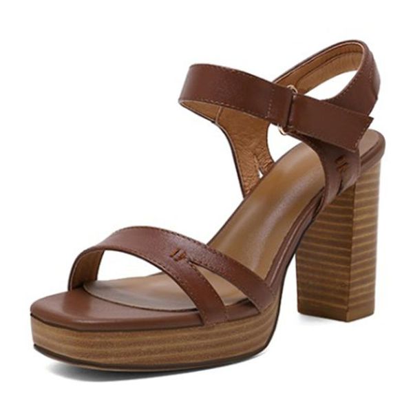 

sandals classic brand design 2021 genuine leather 100% natural skin summer platform vintage shoes women high heels, Black