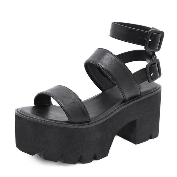 

dress shoes 2021 arrival summer women platform sandals thick bottom ankle strap high heels open toe black fashion