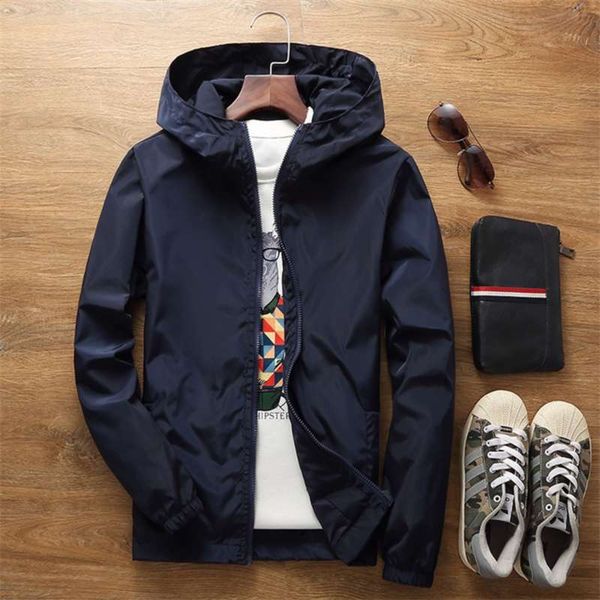 

jacket men's windbreaker 10 color spring summer fashion zipper thin jacket men casual hooded jacket male 6xl 7xl 210928, Black;brown