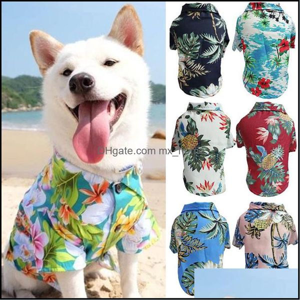 Supplies de vestuário de cães Pet Home Jardim Estilo Hawaiiano Roupas Francesa BLDOG Summer para Pequeno Cachorro de Médio Sized Chihuahua Ropa Perro Pug J