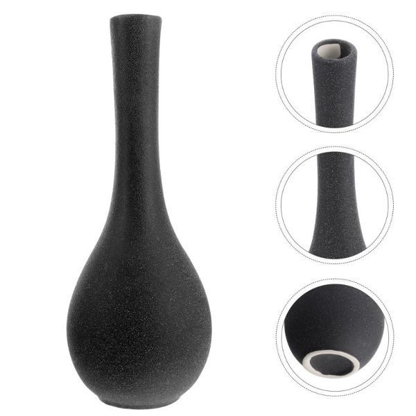 

1pc ceramics art vase adornment decorative floral pot homestay ornament (black)