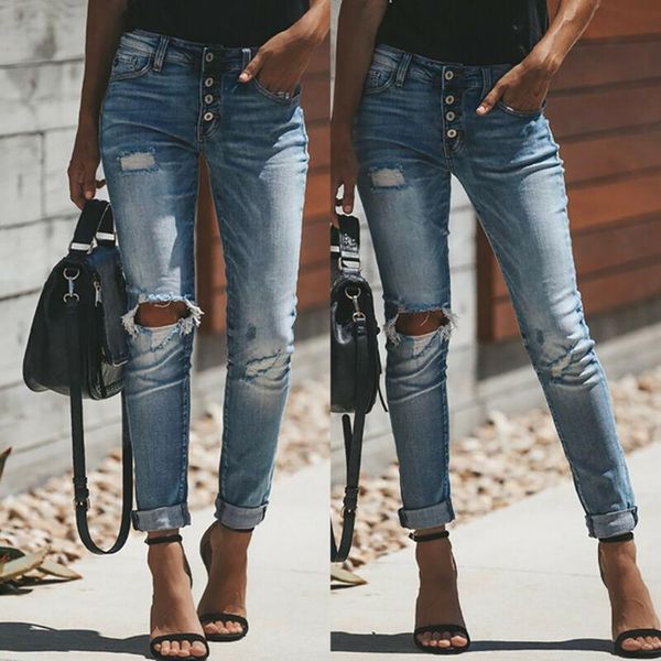 

women's pants & capris womens high waist stretchy ripped jeans skinny jegging button trouser 8-16, Black;white