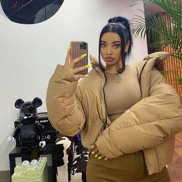 

women's down & parkas winter style three-dimensional tailoring 90% white duck earth color loose jacket, Black