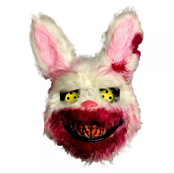 Halloween Designer Branco Coelho Coelho Máscara Bloody Horror Horror Masque Masque Adulto Máscaras Vestido