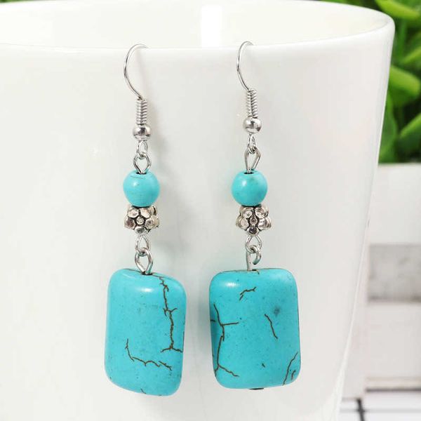 

women's square roundball tibetan silver turquoise charm earrings dymtqe052 fashion gift national style women diy earring, Golden