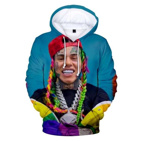 

men's hoodies & sweatshirts est 6ix9ine hoodie 3d print men/women fall winter oversized casual funny boys/girls/kids, Black