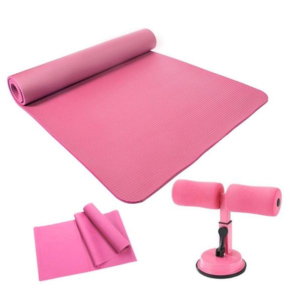 

eco-friendly yoga practice mat with sit-up assistant device resistance band fitness equipment bodybuilding yoga mat