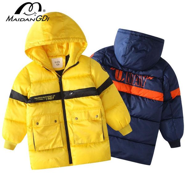 

coat maidangdi boys jacket winter warm children hooded outerwear cotton-padded clothes kids cotton fashion casual snowsuit, Blue;gray