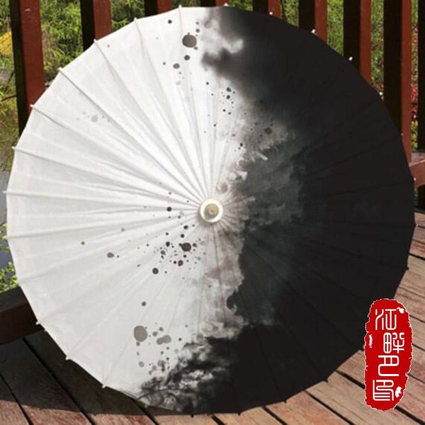 

umbrellas jpy ink black and white oil paper umbrella film cosplay man parasol culture show decor