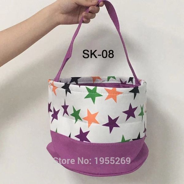 

2021 new trick or treat baskets 40pcs shopping party decorations halloween canvas tote bag kids gift bucket 55sx