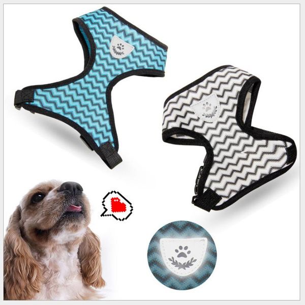 

cat collars & leads wave pattern pet chest harness i-type traction reflective breathable light thin cats dogs universal s-xl multi-size mult