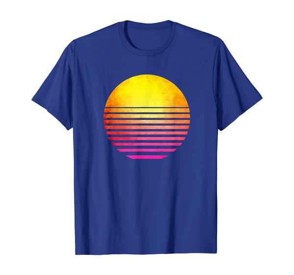

retro sun outrun t-shirt for men women, gym workout tee, White;black