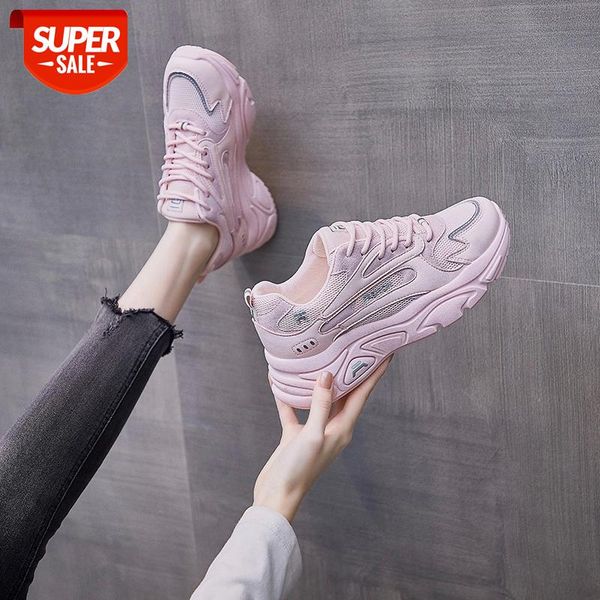 

women platform chunky sneakers 4cm high lace-up casual vulcanize shoes luxury designer old dad female fashion sneaker breathable #p55t