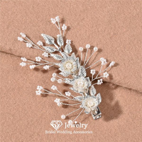 

hair clips & barrettes women hairgrips wedding accessories engagement hairwear bridesmaids headdress luxury jewelry flower shape hairpin, Golden;silver