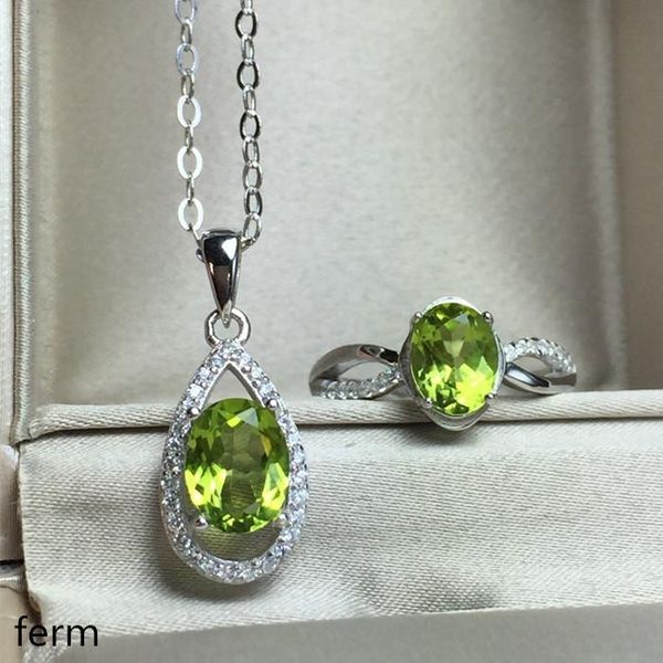 

bracelet, earrings & necklace kjjeaxcmy exquisite jewelry 925 pure silver inlaid natural olivine ladies set rings pendant 2 pieces, Black