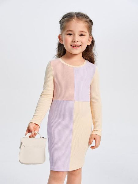 

toddler girls cut and sew ribbed knit dress she, Red;yellow