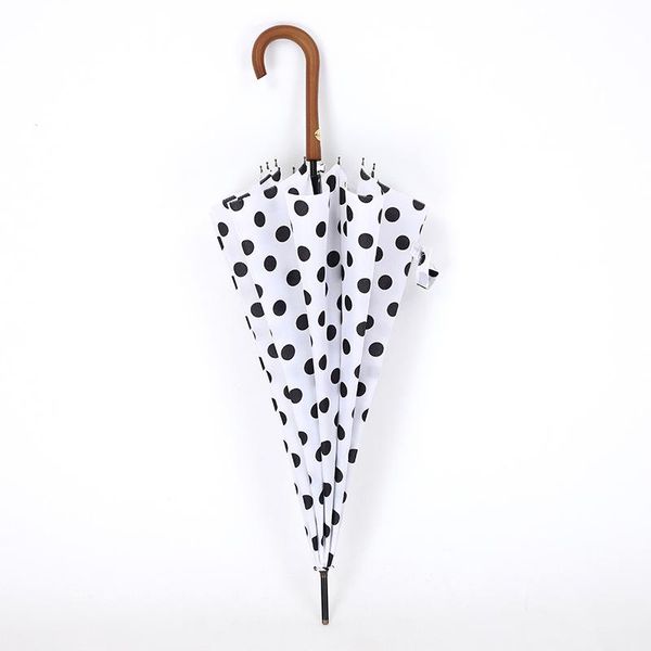 

umbrellas rain and sun dual-use women parasol creative 16-bone curved handle straight long umbrella wave point small fresh