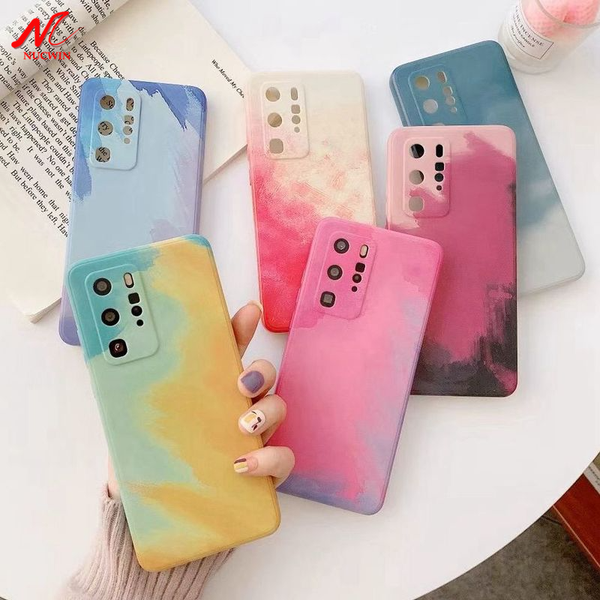 

lx brand p40 pro case fashion watercolor gradient cover for huawei p30 pro mate 20 30 40 honor 20 30 v20 v30 nova 5t 7 8 pro luxury case