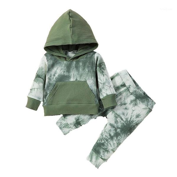 

clothing sets sagace 0m-12m children's long sleeve hooded tie dyed sweater trousers suit green toddler kids baby1, White