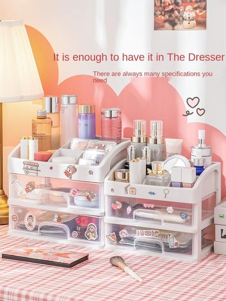 

storage boxes & bins cosmetics box transparent student deskdrawer type large capacity lipstick stationery shelf