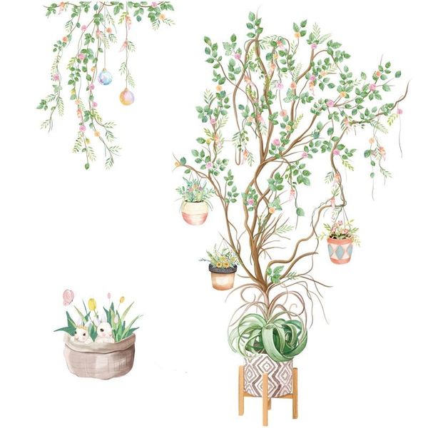 

wall stickers potted plant bonsai vine for home decor living room pvc diy decals mural decoration