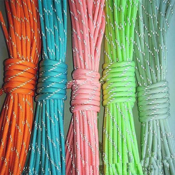 

yingtouman 10m/lot luminous paracord 800 parachute cord lanyard rope 15 strand climbing survival equipment outdoor warning rope