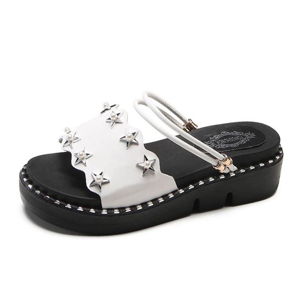 

sandals platform shoes for women female rivet plus size beach summer woman high heels ladies casual, Black