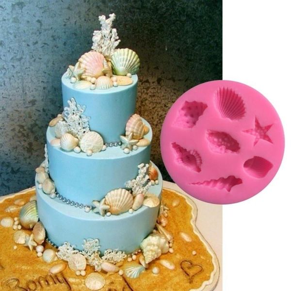 Strumenti per pasticceria da forno Conchiglia di mare Stella marina a forma di conchiglia Torta al cioccolato Stampo in silicone Decorazione fondente