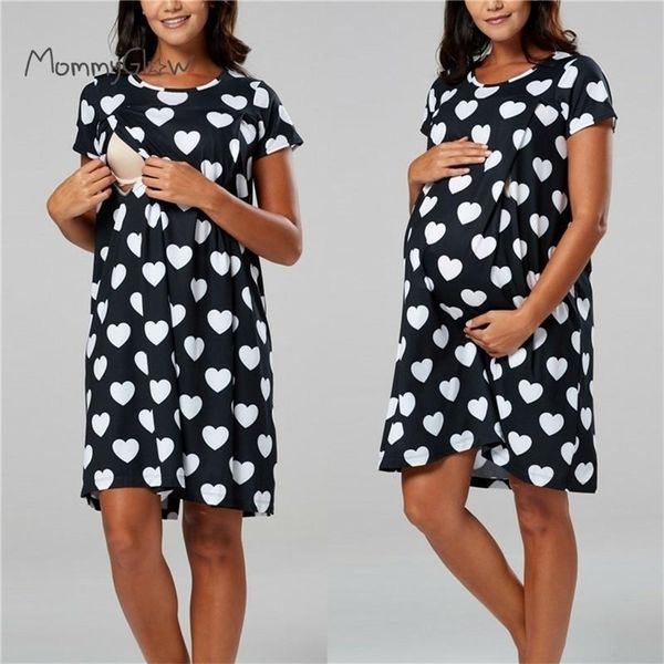 

maternity pajamas nightgown breastfeeding dress childbirth nursing pregnant women nightwear for sleepwear 210918, White