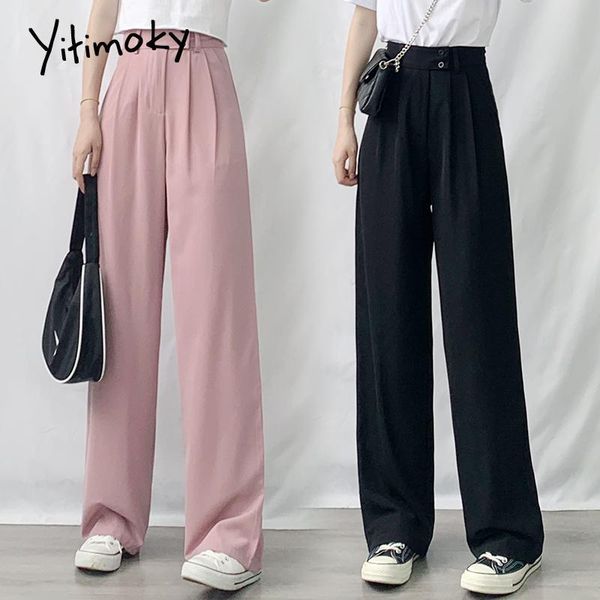 

women's pants & capris plus size 5xl high waist women trousers korean wide leg solid straight harajuku clothes black pink 2021 fashion, Black;white