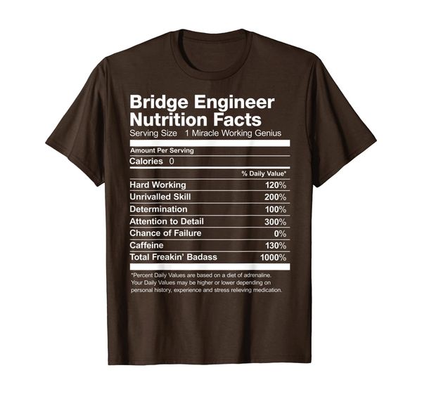 

Bridge Engineer Nutrition Facts Name Funny T-Shirt, Mainly pictures