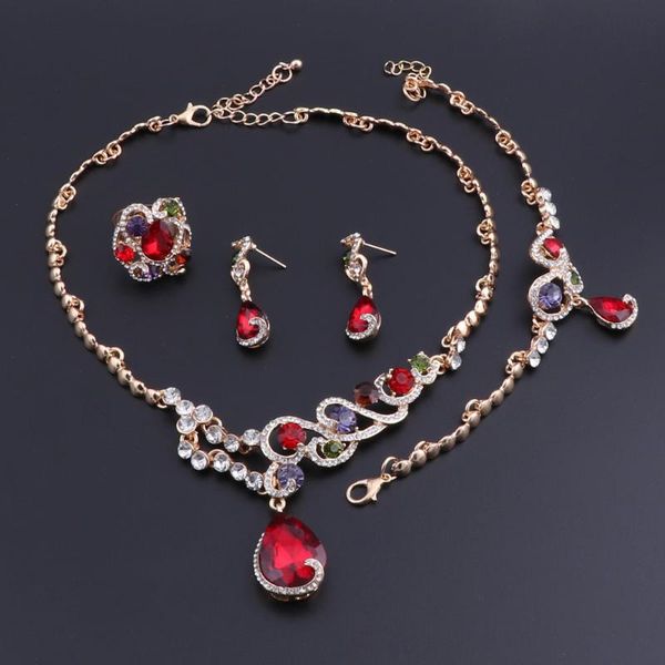 

earrings & necklace oeoeos jewelry sets for women african beads gold color bridal wedding fine bracelet ring party accessories, Silver