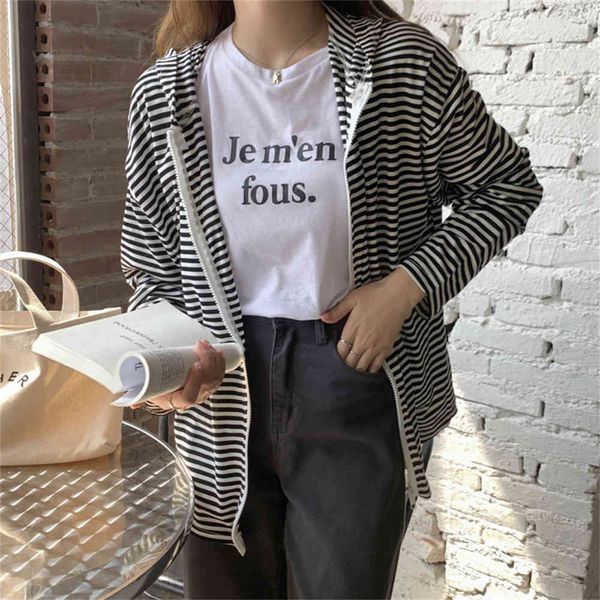 

women's jackets hzirip cotton with striped hood jackets arrival loose cardigans chic complete sleeves autumn students all games of wome, Black;brown