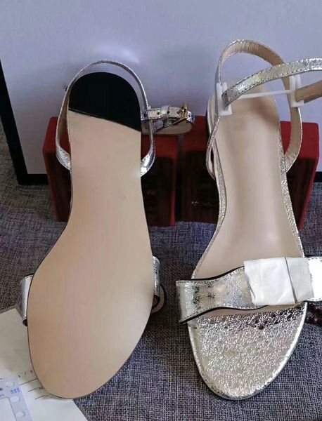 

women double golden flat sandals real leather sandals designer shoe hardware ankle strap sandals dress wedding shoes with box 261, Black