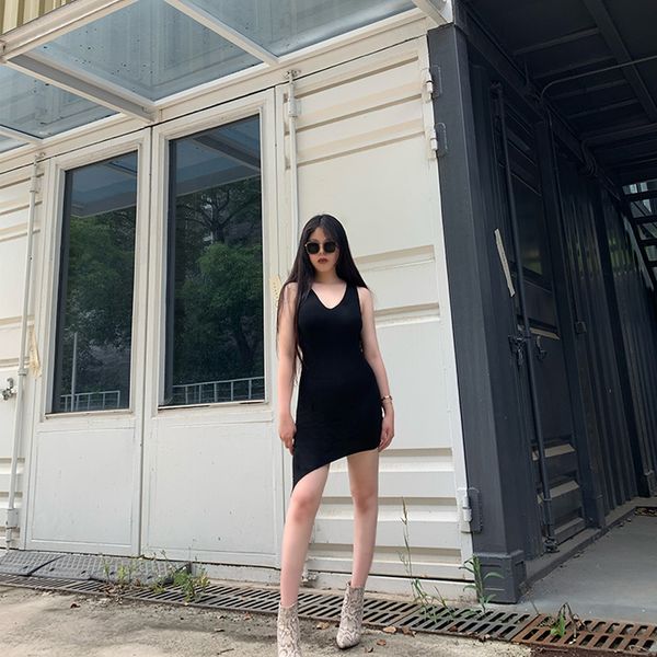 

women ladies solid skinny slim bodycon sleeveless summer clubwear party short dress, Black;gray