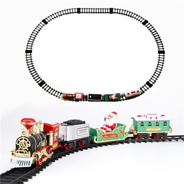 Giocattoli elettrici del treno di Natale Simulazione Vagone ferroviario classico del treno a vapore con i giocattoli per bambini del vagone ferroviario SoundLight