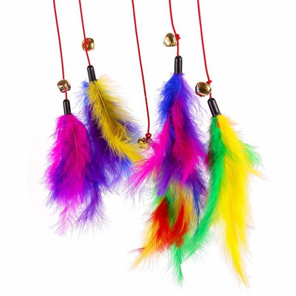 

3pcs/set plush feather bell rod toy for cat teaser multi soft colorful kitten funny playing interactive pet cat toys for gatos