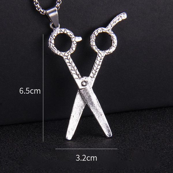 

pendant necklaces men's european and american punk scissors necklace metal creative hip hop nightclub street accessories, Silver